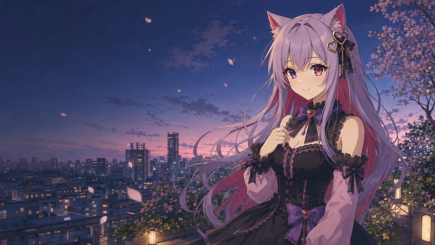 夕暮れの街を見つめるマナ